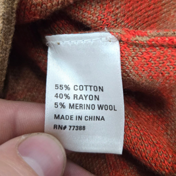 Wallace Brown Red Rabbit Print Cardigan Cotton Wool Blend Sweater Size Medium - Picture 7 of 9